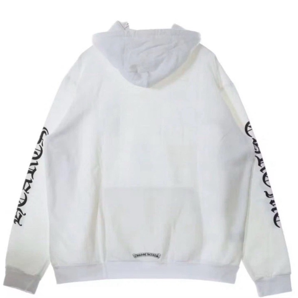 Chrome Hearts White Hoodie with Black Sleeve Graphics